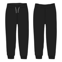 pantalone pigiama vestibilità regolare moda tecnica disegno piatto illustrazione vettoriale modello colore nero per donna