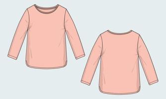 manica lunga girocollo t shirt design illustrazione vettoriale modello di colore viola per le donne