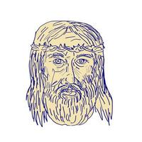 Gesù faccia corona di spine disegno vettore