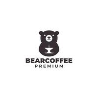 logo dell'orso con l'illustrazione di disegno di simbolo dell'icona di vettore della tazza di caffè