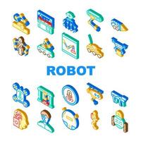 robot futuro apparecchiature elettroniche icone set vettoriale