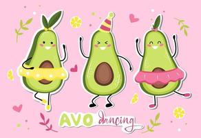 kawaii carino avocado con un sorriso vettore