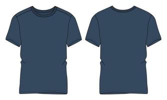 t-shirt a maniche corte tecnica moda schizzo piatto illustrazione vettoriale modello di colore blu navy