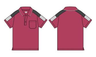 polo manica corta illustrazione vettoriale modello di colore rosso grigio per neonati