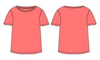 t shirt top tecnico moda schizzo piatto vettore colore viola modello per donne e neonate