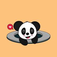 illustrazione vettoriale icona cartone animato carino panda che esce da hole.premium vettore isolato. stile cartone animato piatto