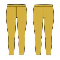 leggings moda tecnica disegno piatto illustrazione vettoriale modello di colore giallo