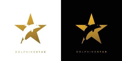 design elegante e attraente del logo della stella delfino vettore