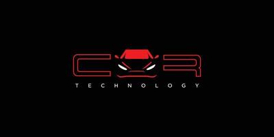 design moderno del logo dell'illustrazione della tecnologia dell'automobile del futuro ad alta tecnologia vettore