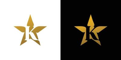 design elegante e professionale del logo della stella delle iniziali della lettera k vettore