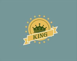 design del logo del re con emblema della corona vettore