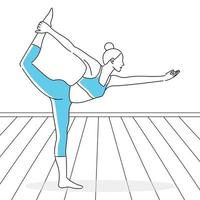 pose yoga, meditazione yoga, giovane donna che fa esercizi di yoga e fitness. uno stile di vita sano. illustrazione vettoriale