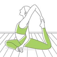 pose yoga, meditazione yoga, giovane donna che fa esercizi di yoga e fitness. uno stile di vita sano. illustrazione vettoriale