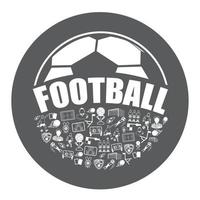 illustrazione di icone di calcio in bianco e nero o set di simboli concetto di apprendimento del calcio. vettore