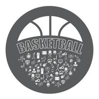 illustrazione di icone di basket in bianco e nero o set di simboli concetto di apprendimento basket. vettore