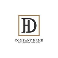semplice vettore di logo della lettera dh iniziale con ispirazione per il design del logo quadrato, nome del gruppo d e h