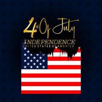 4 luglio biglietto di auguri per la festa dell'indipendenza degli stati uniti con stella vettore