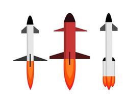 serie di missili militari. set di icone vettoriali per missili balistici. illustrazione di armi militari. set di missili da caccia.