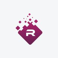 logo della lettera r. r disegno di lettera vettoriale con quadrato.