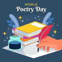 concetto di giornata mondiale della poesia piatta vettore
