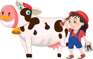 una ragazza che dipinge sul personaggio dei cartoni animati di mucca vettore