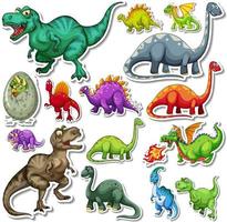 set di adesivi di diversi dinosauri cartoni animati vettore