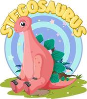piccolo simpatico personaggio dei cartoni animati di dinosauro stegosauro vettore