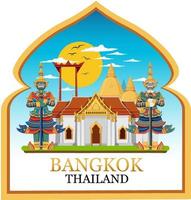 bandiera del logo del punto di riferimento di bangkok thailandia vettore