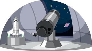 tema di astronomia con telescopio e astronave vettore