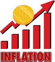 freccia rossa che sale con la parola di inflazione vettore