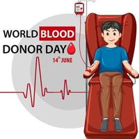 testo e icona del giorno del donatore di sangue di giugno vettore