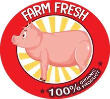logo fresco di allevamento di suini per prodotti a base di carne di maiale vettore