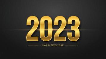 2023 felice anno nuovo design elegante - illustrazione vettoriale dei numeri del logo dorato 2023 su sfondo nero - tipografia perfetta per il 2023 salva la data disegni di lusso e celebrazione del nuovo anno.