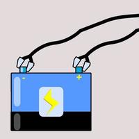 accumulatore accu batteria con cavo più e meno design piatto illustrazione vettore isolato