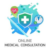 consulenza medica online sul concetto di tecnologia di applicazione mobile, assistenza medica online e diagnosi vettore