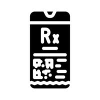 icona del glifo di prescrizione elettronica illustrazione vettoriale piatta