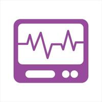 sagoma di uno schermo monitor viola per un monitor sanitario che mostra un grafico della frequenza cardiaca. risorsa grafica del dispositivo sanitario. vettori modificabili. eps10