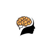 concetto di attività cerebrale.testa umana. idea creativa, mente, logo del pensiero non standard. vettore
