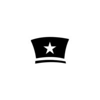 icona del cappello di zio sam in un design piatto in colore nero. disegno emblema su sfondo bianco vettore