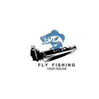 ispirazione per il design del logo dell'emblema della pesca, emblema della pesca del pesce spada per club sportivo vettore