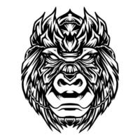 illustrazione vettoriale di arte della linea della testa di gorilla
