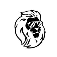 disegno dell'illustrazione del modello vettoriale del logo della testa di leone, su sfondo bianco
