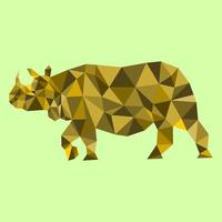 illustrazione vettoriale di rinoceronte con design low poly su sfondo bianco.