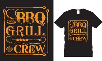 design della maglietta dell'equipaggio della griglia del barbecue vettore