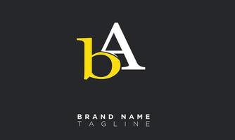 alfabeto lettere iniziali monogramma logo ba, ab, b e a vettore