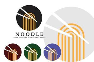 una collezione di ispirazione per il logo di noodle. modello di progettazione di cibo e ciotola cinese. illustrazione di concetto retrò vettore