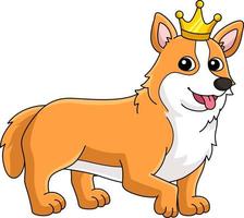 illustrazione clipart colorata del fumetto del cane di corgi vettore