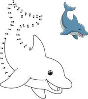 Pagina da colorare di delfini punto per punto per bambini vettore