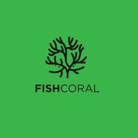 icona di corallo di pesce per il logo del monogramma delle iniziali aziendali vettore