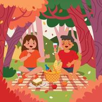 picnic nella stagione autunnale vettore